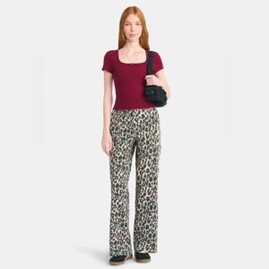 No Boundaries Leopard Animal Print Women's Cargo Wide Leg Pants - XL